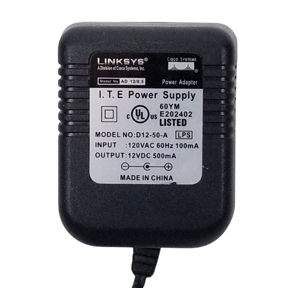 Linksys ITE Power Adapter Supply Model D12-50-A Output 12V DC 500mA